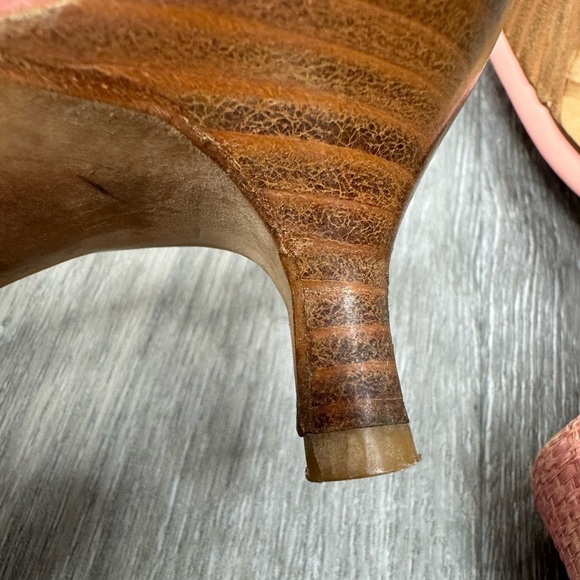 Isaac Mizrahi Floral Appliqué Spring Wicker Weave Pink Peach Sandals Size 6 - Picture 12 of 15